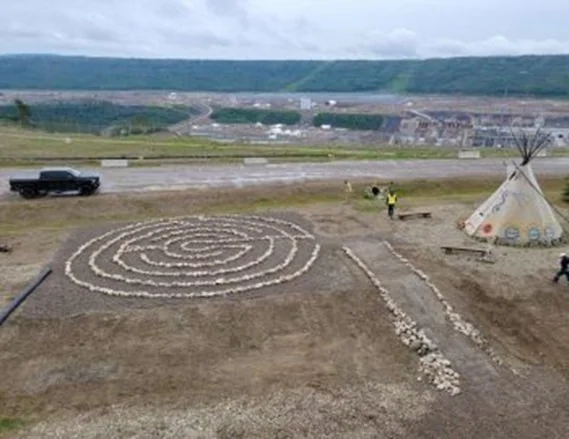 Stone labyrinth and tipi at Site C